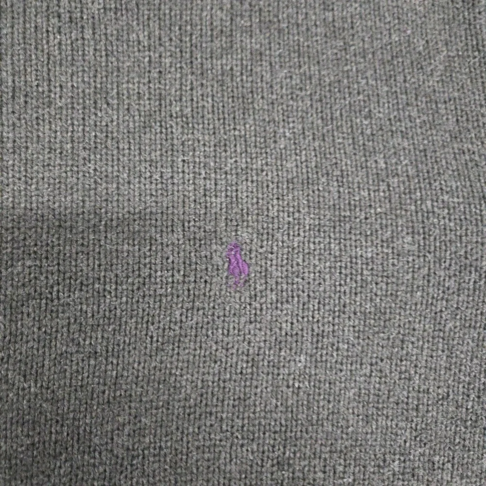 Vintage Polo Ralph Lauren Sweater Mens XL Gray Cotton Pullover Purple Pony